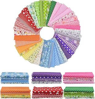 9.8X 9.8 42Pcs Cotton Print Fabric Bundle Squares Pre-Cut Multicolor Des...