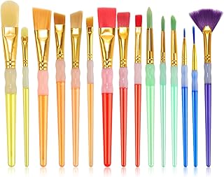 15Pcs Paint Brushes Value Pack, Includes 15 Different Types of Brushes, ...