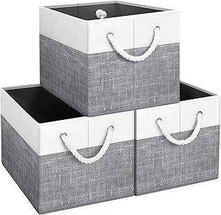 Fab totes Storage Bins [3-Pack], Foldable Storage Baskets for Organizing...