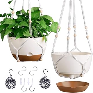 Set of 2-10 Inch Hanging Planters for Indoor Plants with Self-Watering I...