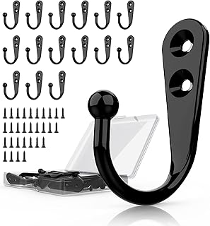 15 Pcs Black Wall Mounted Coat Hooks, Hanger Hook with 30 Pieces Screws ...