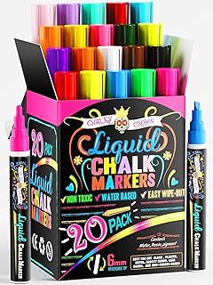 CHALKY CROWN Bold Chalk Markers - Dry Erase Marker Pens - Liquid Chalk M...