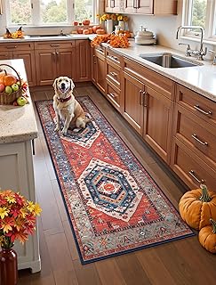 SERISSA Boho Washable Runner Rug, 2x6 Rug Runner Non-Slip Vintage Rust H...
