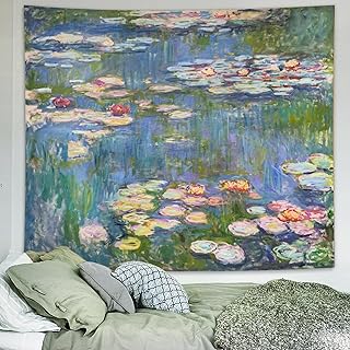 Avinyl Monet Waterlily Wall Tapestry, Green Floral Plant Art Poster for ...