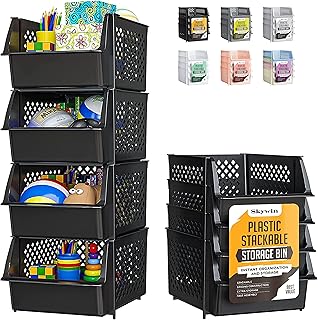 TidyFriend Stackable Storage Bins for Pantry Organizers and Storage 4 Pa...