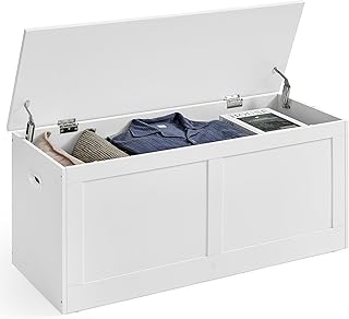 VASAGLE Storage Chest, Storage Trunk with 2 Safety Hinges, Storage Bench...