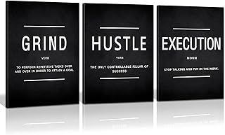 KAWAHONE Canvas Painting Wall Art, Grind Hustle Execution Motivational W...
