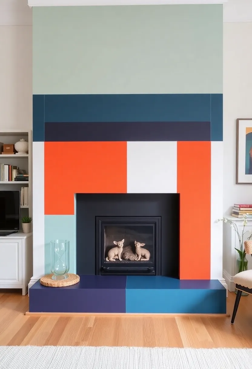 25+ Creative Ideas for Chimney Breast Living Room Design 14 25+ Creative Ideas for Chimney Breast Living Room Design - 14. Use Color Blocking