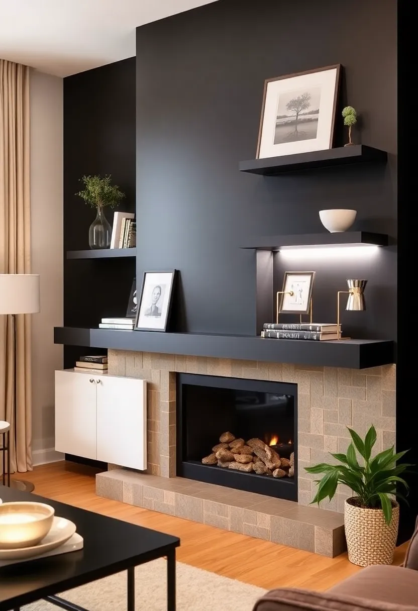 25+ Creative Ideas for Chimney Breast Living Room Design 20 25+ Creative Ideas for Chimney Breast Living Room Design - 20. Add Floating Shelves