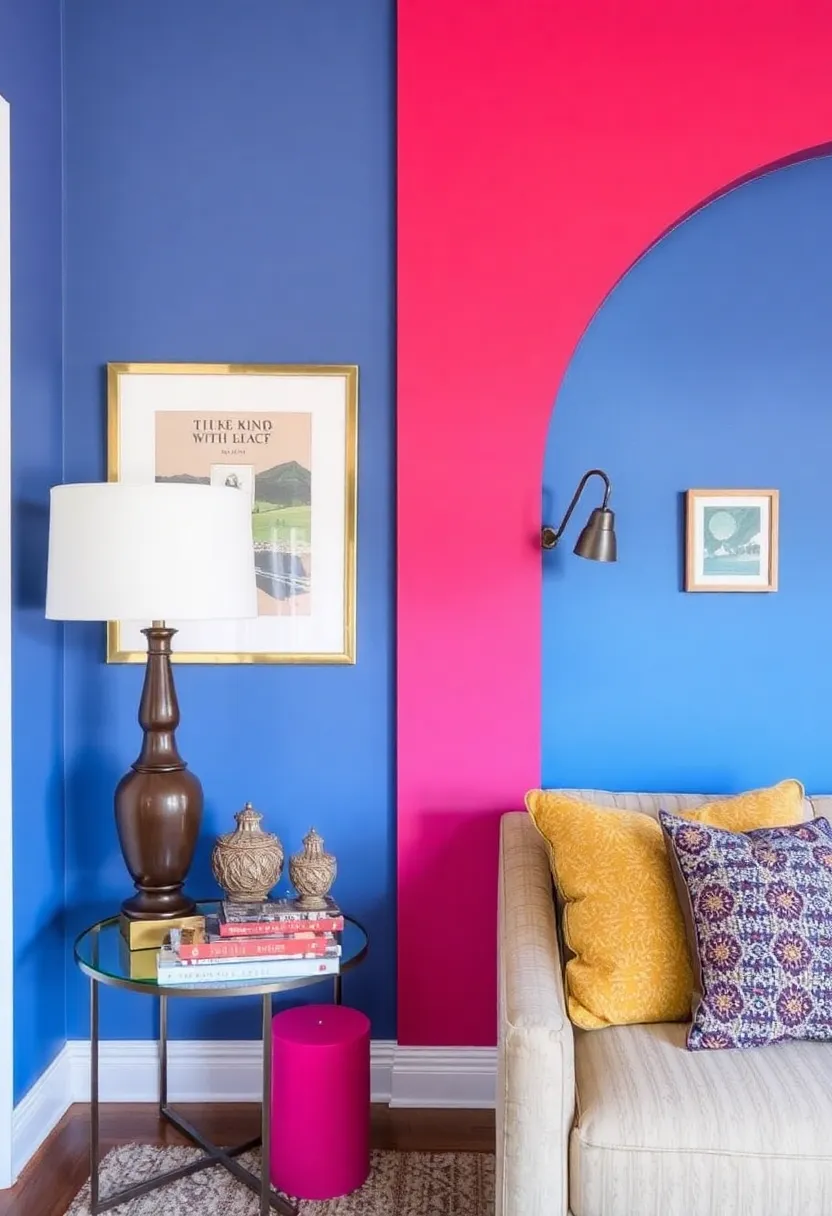 25+ Clever Alcove Ideas for Living Room Storage and Decor - 9. Colorful Accent Wall