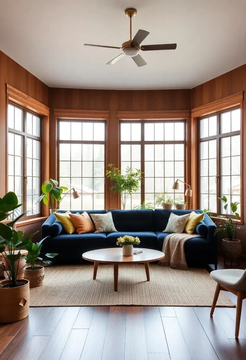 25+ Dark Blue Sofa Living Room Ideas That Feel Modern and Elegant - 18. Outdoor Inspiration