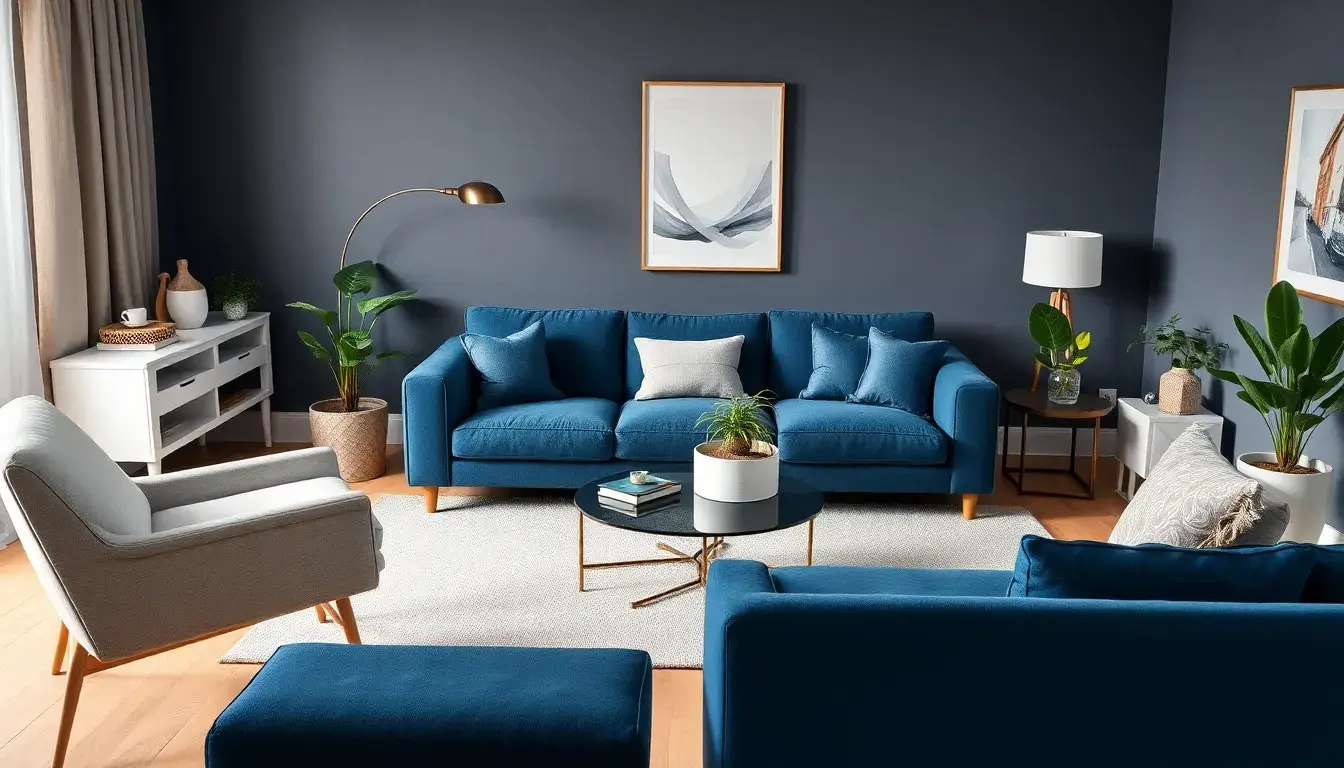 25+ Dark Blue Sofa Living Room Ideas That Feel Modern and Elegant