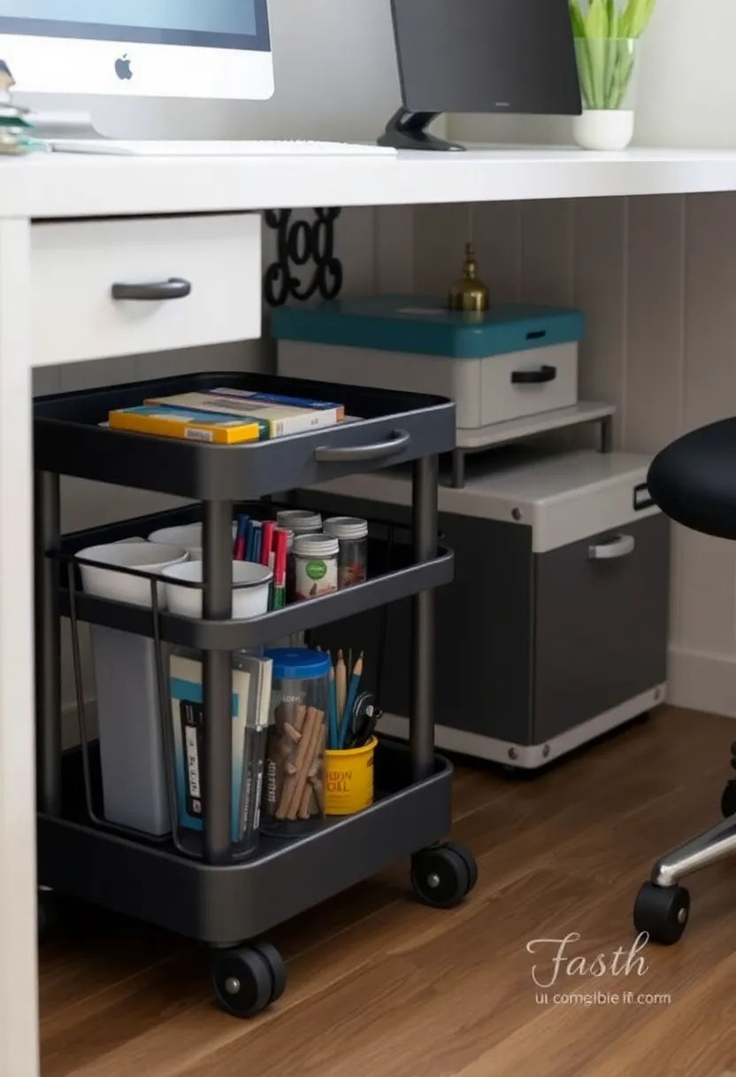 25+ Desk Organization Ideas to Boost Focus and Productivity - 10. Under-Desk Storage Solutions