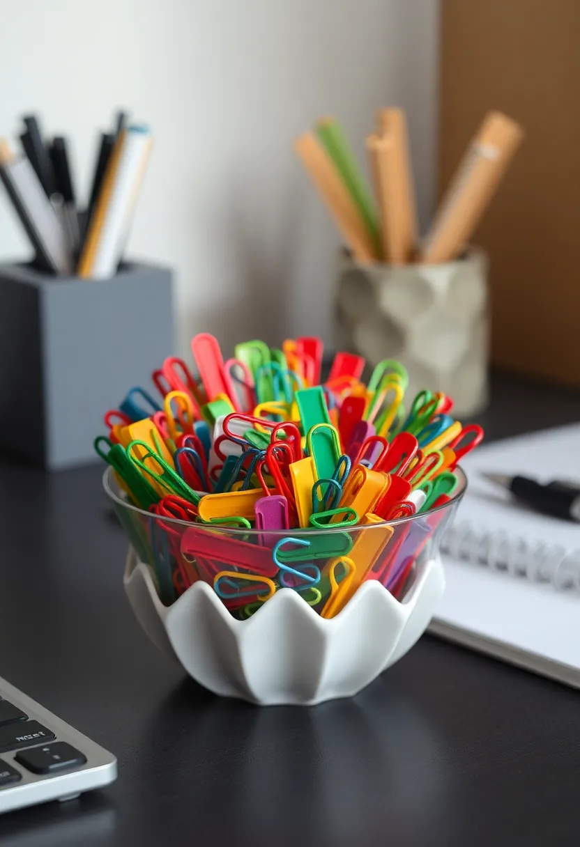 25+ Desk Organization Ideas to Boost Focus and Productivity - 16. Creative Paperclip Displays