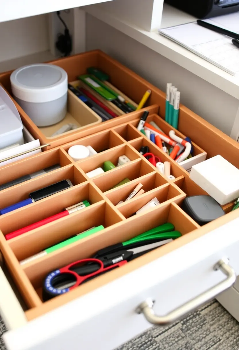 25+ Desk Organization Ideas to Boost Focus and Productivity - 19. Drawer Dividers