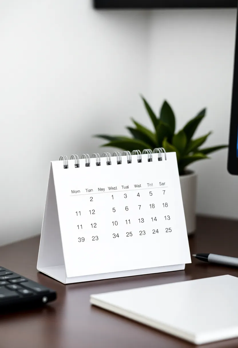 25+ Desk Organization Ideas to Boost Focus and Productivity - 9. Minimalist Desk Calendars