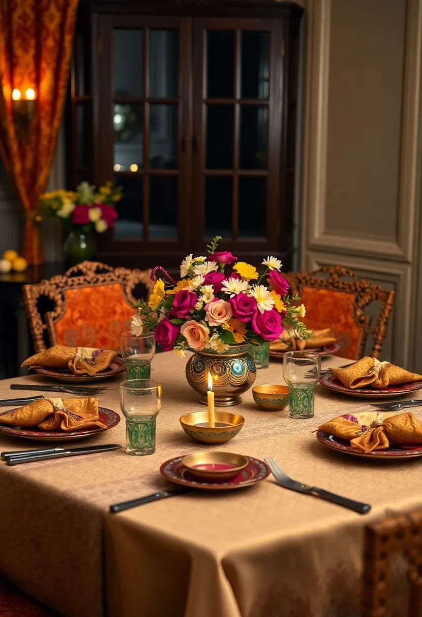 25+ Diwali Decoration Ideas for Living Room to Brighten Up Your Festive Space - 10. Ethnic Table Settings