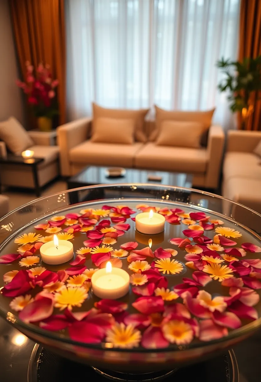 25+ Diwali Decoration Ideas for Living Room to Brighten Up Your Festive Space - 14. Natural Float Decor