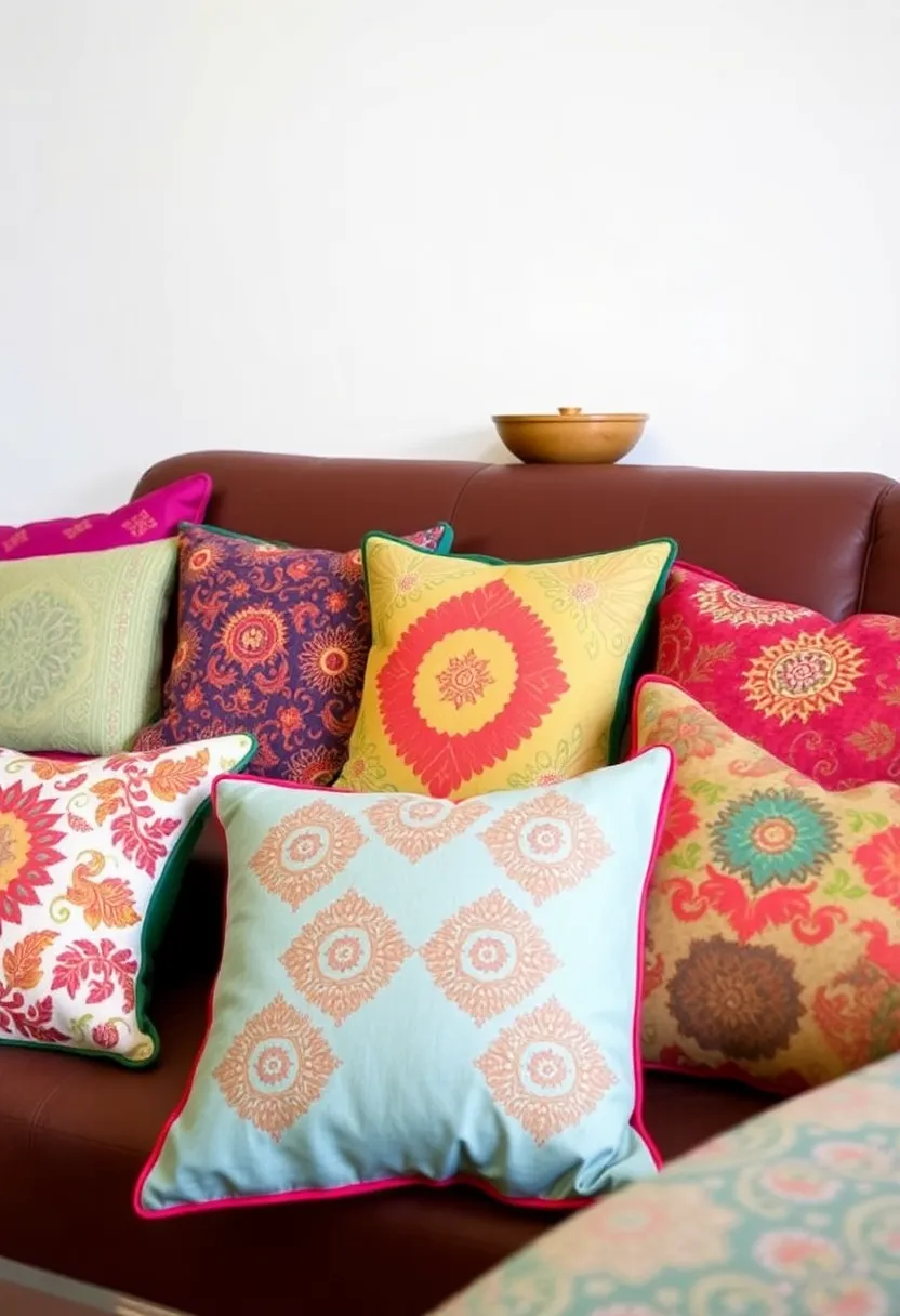 25+ Diwali Decoration Ideas for Living Room to Brighten Up Your Festive Space - 16. Eco-Friendly Themed Cushions