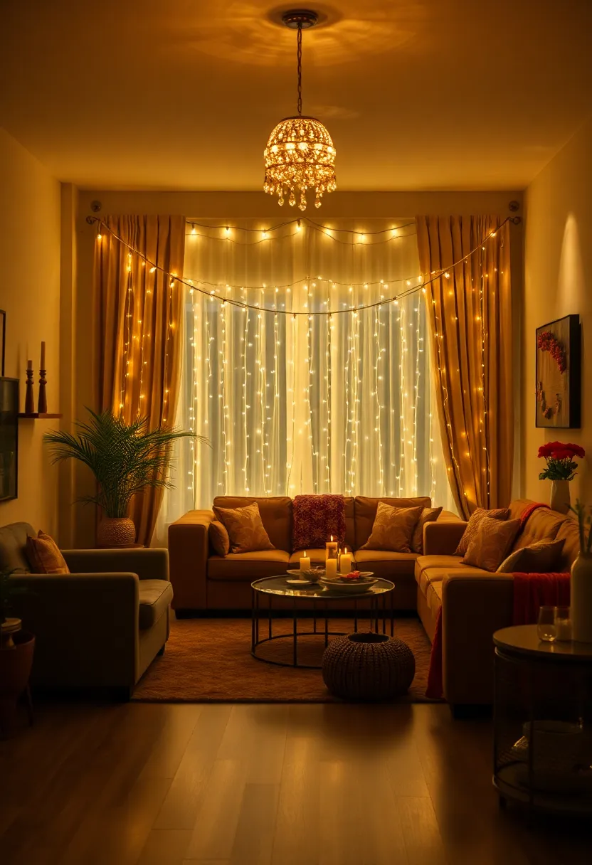 25+ Diwali Decoration Ideas for Living Room to Brighten Up Your Festive Space - 5. Fairy Lights Galore