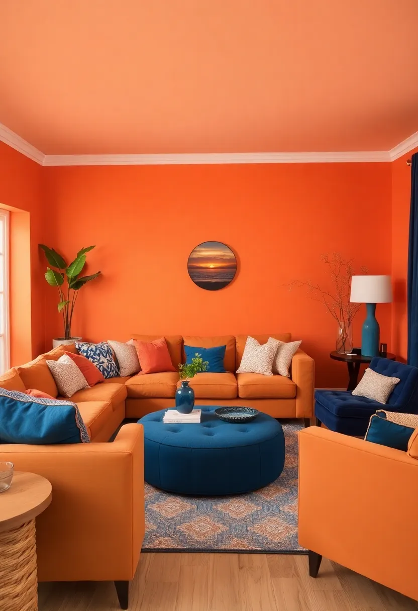 25+ Dulux Paint Ideas for Living Room Color Inspiration - 22. Sunset Orange for Vibrancy