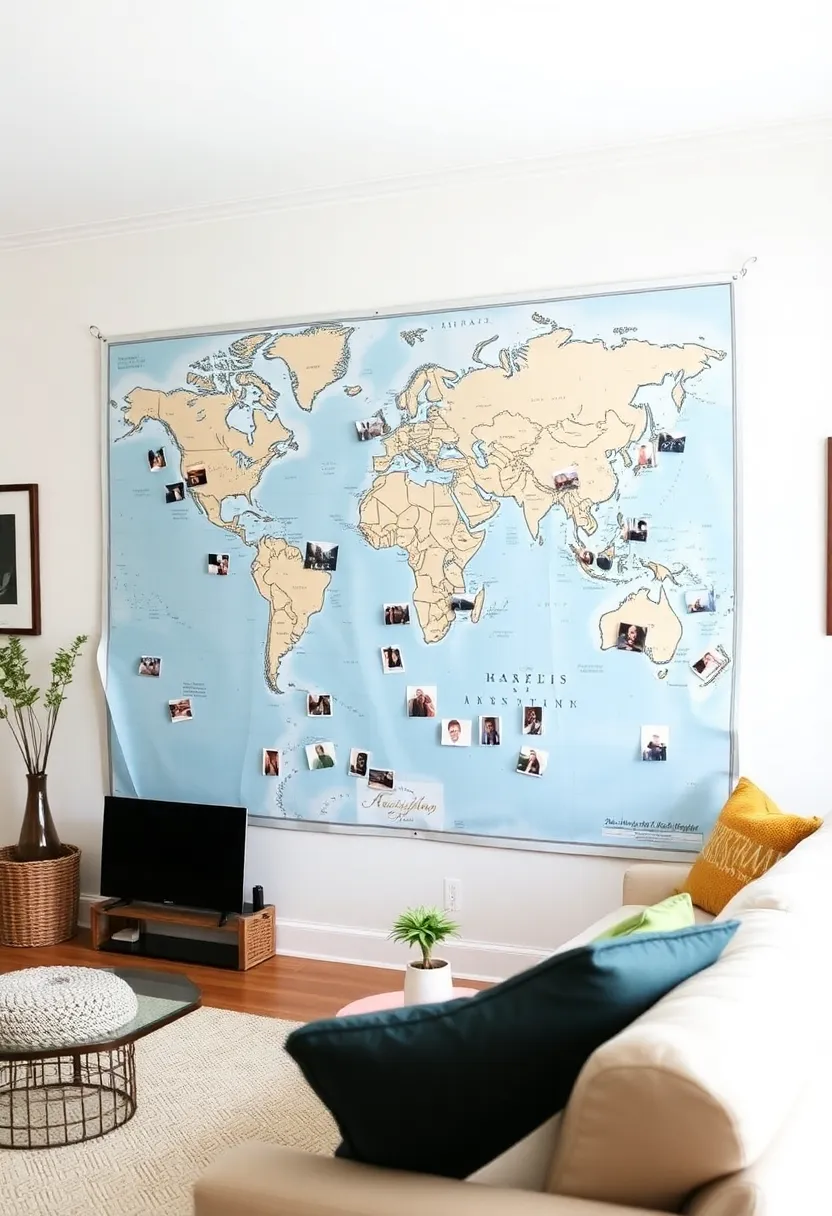 25+ Family Picture Wall Ideas for Living Room Memories 143 25+ Family Picture Wall Ideas for Living Room Memories - 23. Family Adventure Map