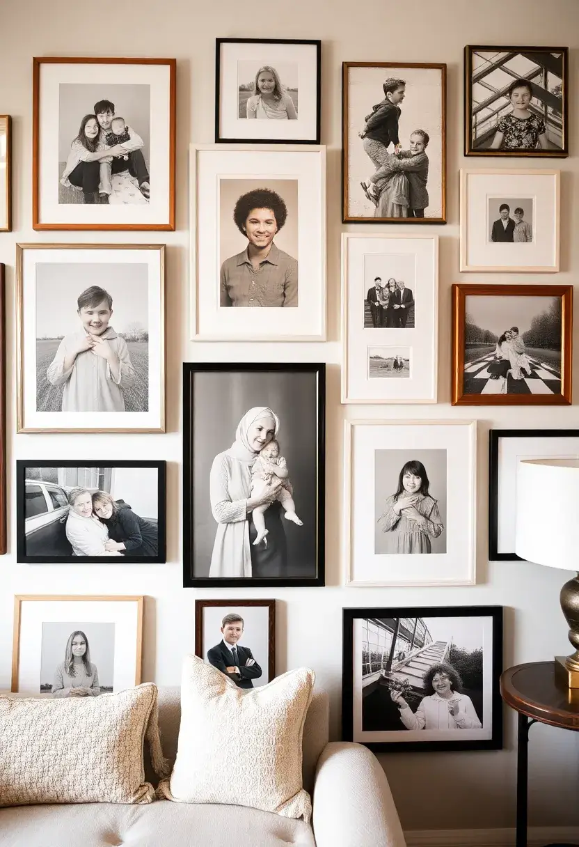 25+ Family Picture Wall Ideas for Living Room Memories 157 25+ Family Picture Wall Ideas for Living Room Memories - 25. Family Memory Showcase with Art