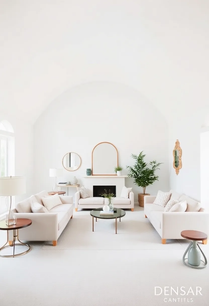 25+ Half Vaulted Ceiling Living Room Ideas for Spacious Style - 1. Light and Airy White Walls