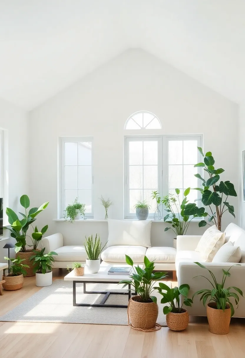 25+ Half Vaulted Ceiling Living Room Ideas for Spacious Style - 10. Indoor Plants