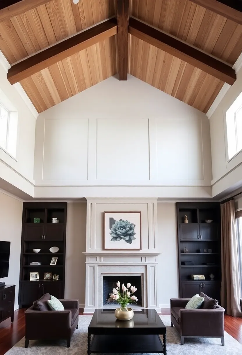 25+ Half Vaulted Ceiling Living Room Ideas for Spacious Style - 16. Structured Ceiling Details