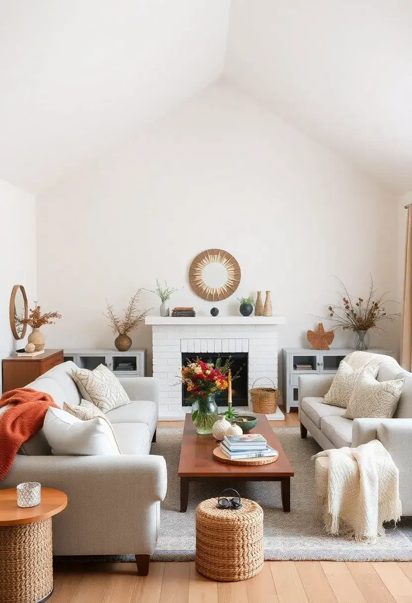 25+ Half Vaulted Ceiling Living Room Ideas for Spacious Style - 25. Seasonal Decor Changes