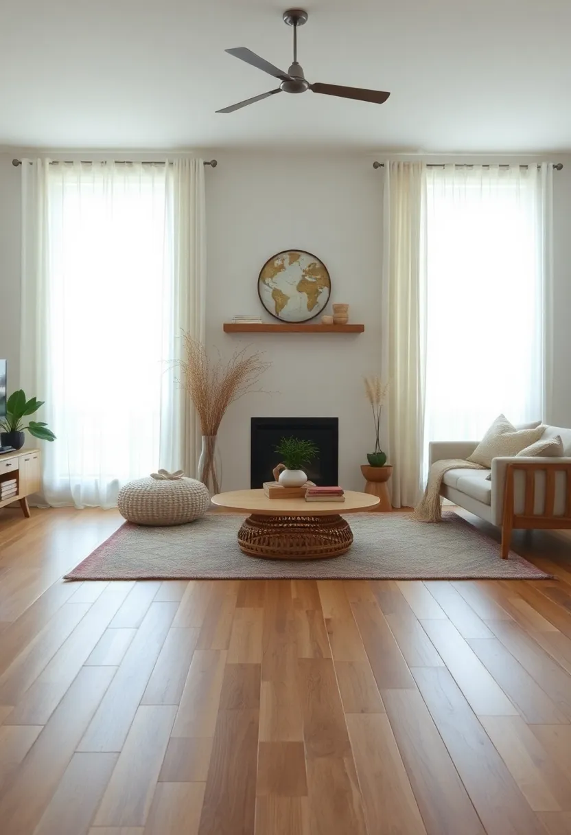 25+ Hardwood Floor Ideas for Living Room Warmth and Elegance - 12. Natural Stained Finish for Versatility