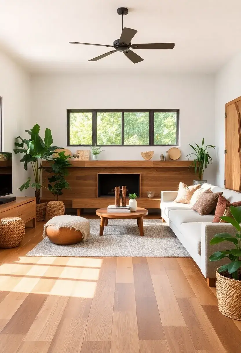 25+ Hardwood Floor Ideas for Living Room Warmth and Elegance - 25. Eco-Conscious Choices for Sustainable Living