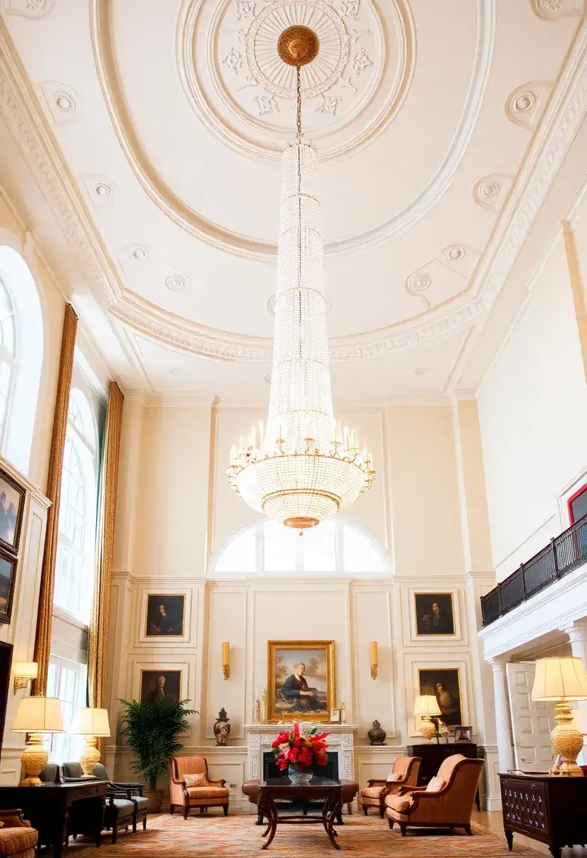 25+ High Ceiling Living Room Ideas to Make a Grand Statement 1 25+ High Ceiling Living Room Ideas to Make a Grand Statement - 1. The Statement Chandelier