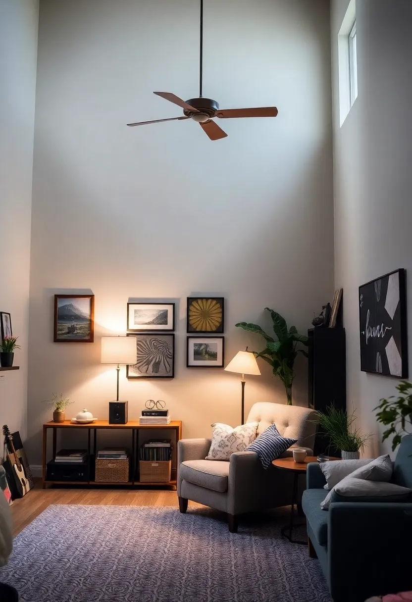 25+ High Ceiling Living Room Ideas to Make a Grand Statement 119 25+ High Ceiling Living Room Ideas to Make a Grand Statement - 19. Cozy Nooks