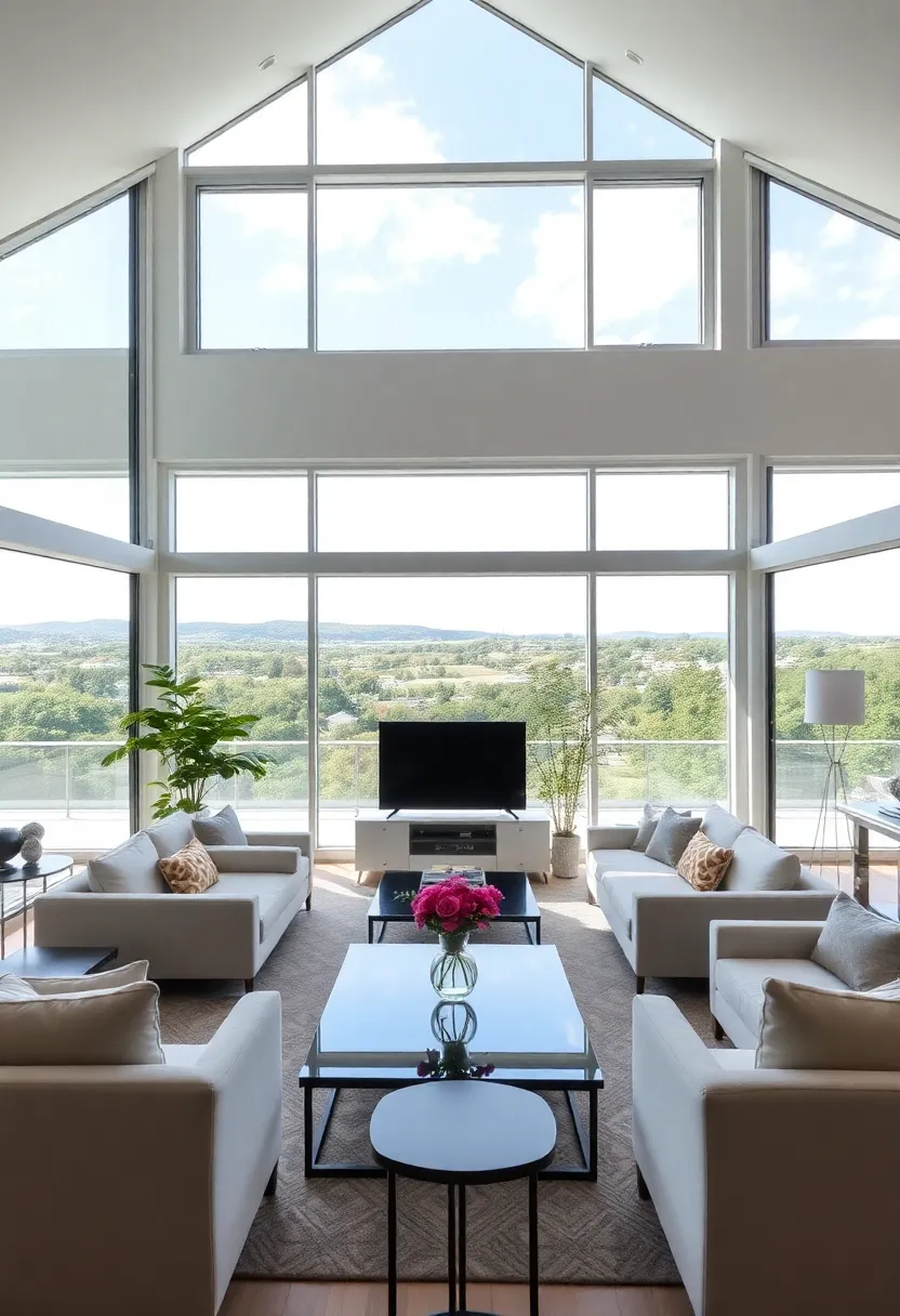 25+ High Ceiling Living Room Ideas to Make a Grand Statement 8 25+ High Ceiling Living Room Ideas to Make a Grand Statement - 2. Floor-to-Ceiling Windows