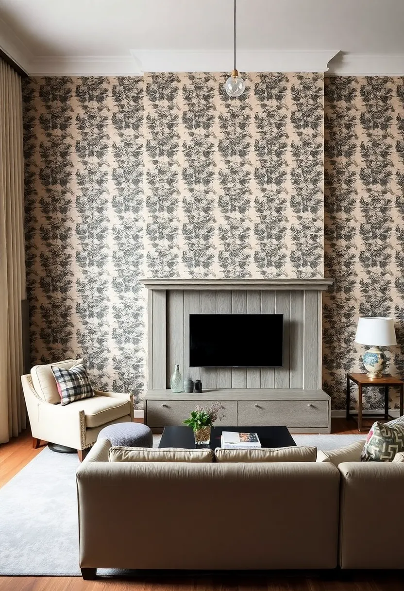25+ Joanna Gaines Living Room Ideas for a Cozy Farmhouse Feel - 17. Feature Walls with Wallpaper
