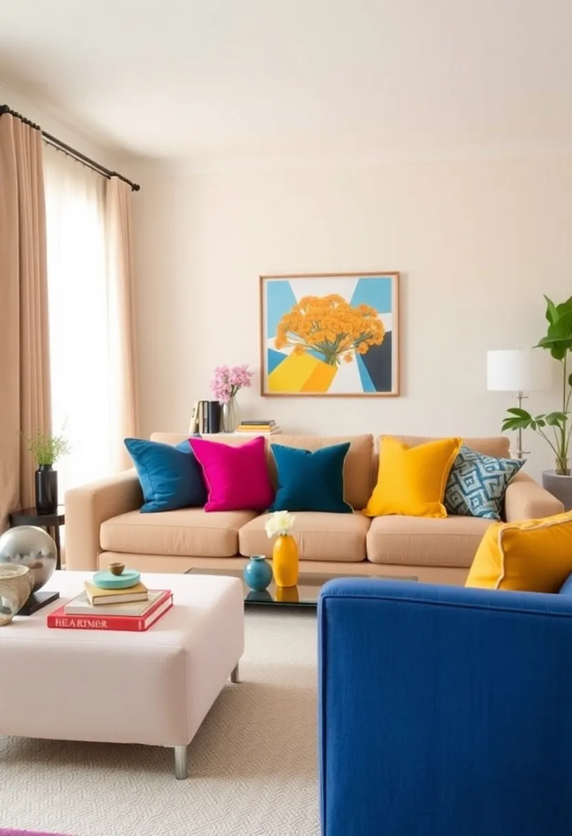 25+ Joanna Gaines Living Room Ideas for a Cozy Farmhouse Feel - 21. Bold Accent Colors