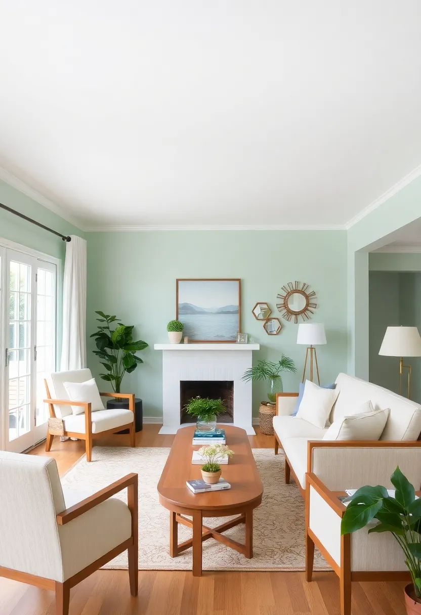 25+ Light Green Living Room Ideas for a Fresh and Airy Feel - 1. Soft Mint Walls