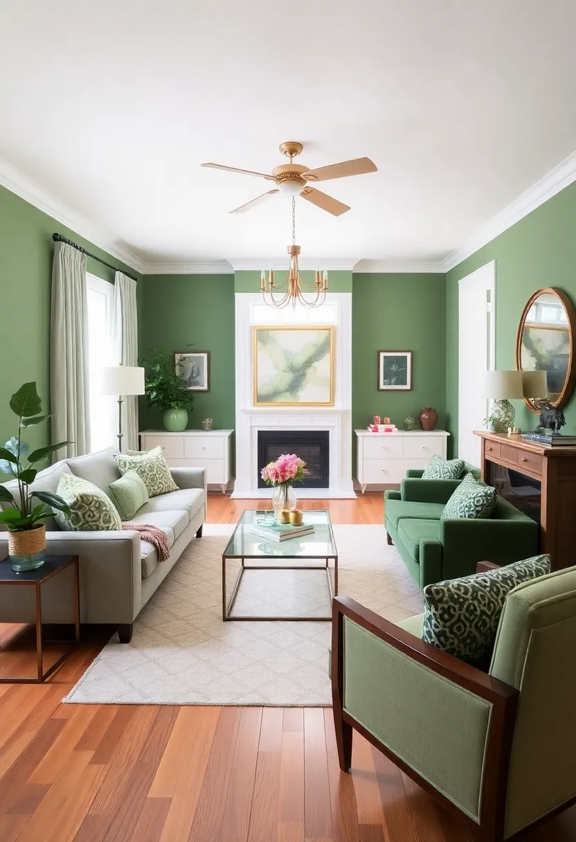 25+ Light Green Living Room Ideas for a Fresh and Airy Feel - 14. Green Color Schemes