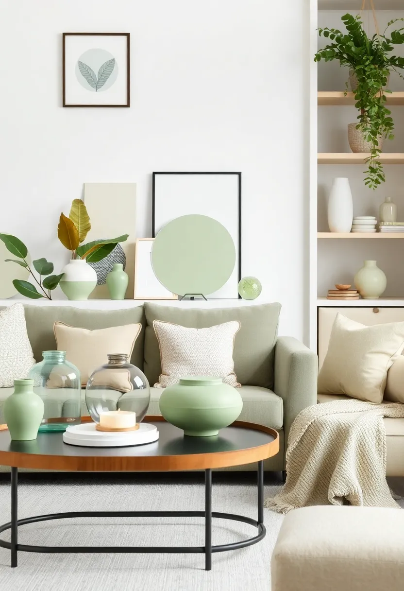 25+ Light Green Living Room Ideas for a Fresh and Airy Feel - 16. Eco-Friendly Decor Accessories