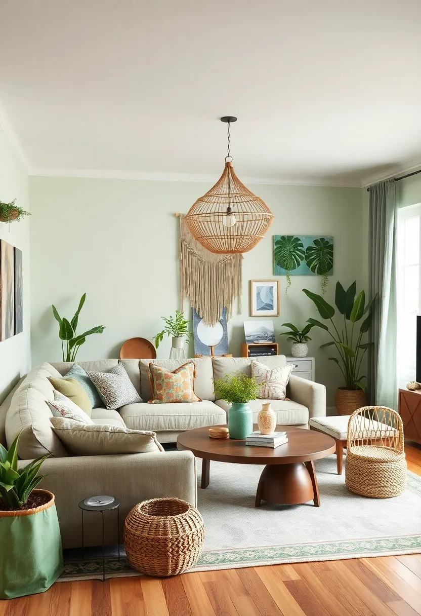25+ Light Green Living Room Ideas for a Fresh and Airy Feel - 25. Integrative Green Decor