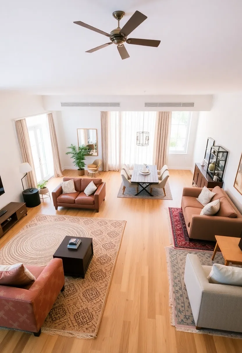 25+ Living Room Dining Room Combo Ideas for Open-Plan Spaces 92 25+ Living Room Dining Room Combo Ideas for Open-Plan Spaces - 14. Multi-Zone Design: Clearly Defined Spaces