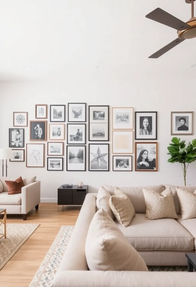 25+ Living Room Dining Room Combo Ideas for Open-Plan Spaces 106 25+ Living Room Dining Room Combo Ideas for Open-Plan Spaces - 16. Artistic Touch: Gallery Wall in Your Combo Space