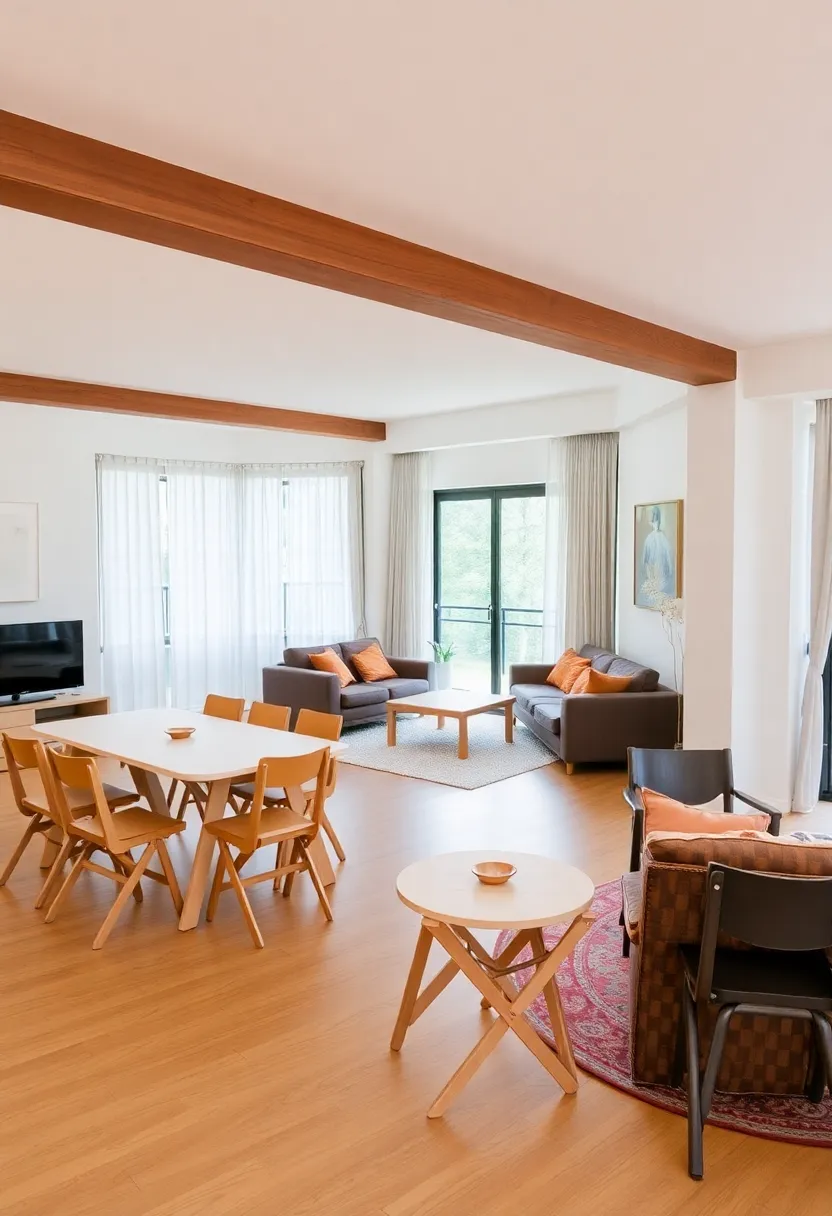 25+ Living Room Dining Room Combo Ideas for Open-Plan Spaces 111 25+ Living Room Dining Room Combo Ideas for Open-Plan Spaces - 17. Transitional Spaces: Use Movable Furniture