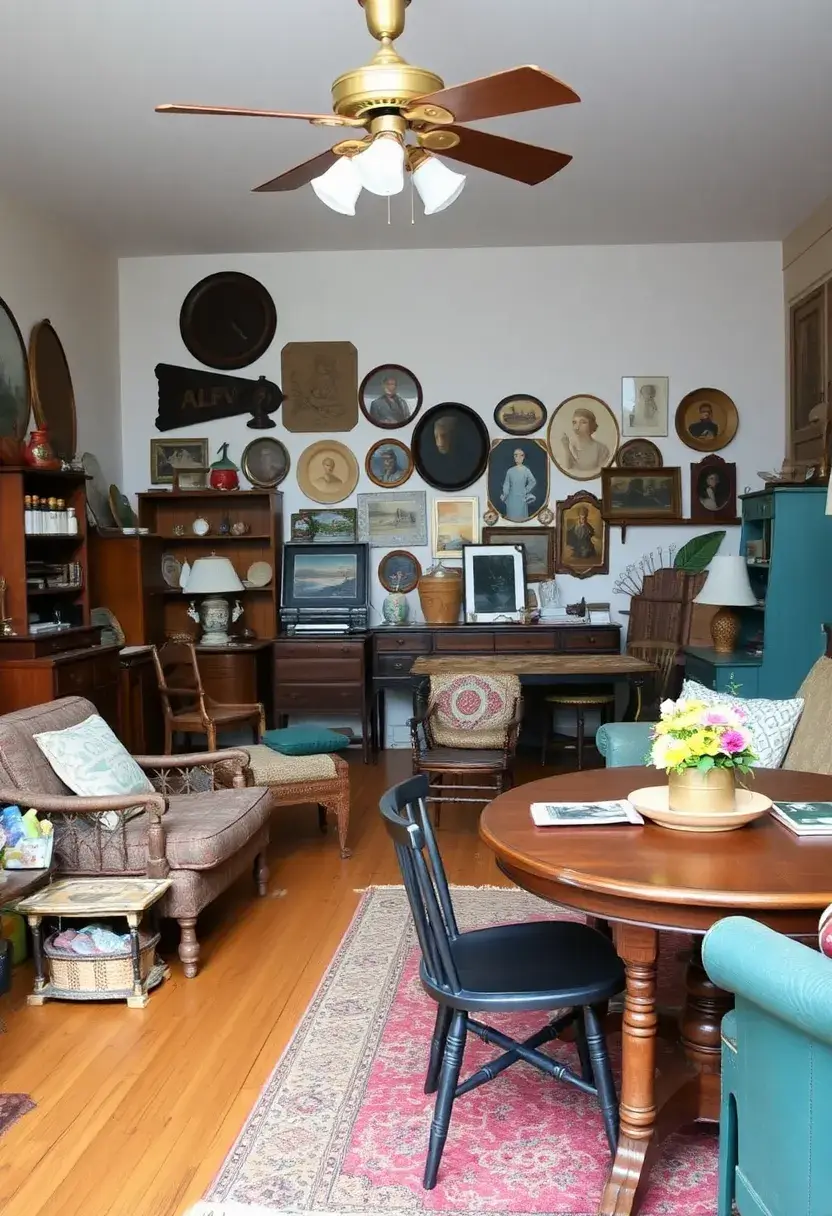 25+ Living Room Dining Room Combo Ideas for Open-Plan Spaces 118 25+ Living Room Dining Room Combo Ideas for Open-Plan Spaces - 18. Vintage Finds: Add Character with Thrifted Pieces