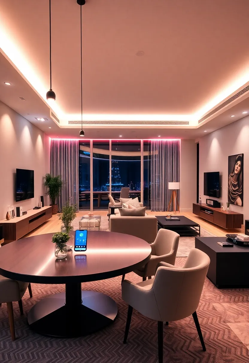 25+ Living Room Dining Room Combo Ideas for Open-Plan Spaces 165 25+ Living Room Dining Room Combo Ideas for Open-Plan Spaces - 25. Smart Technology: Enhance Your Space