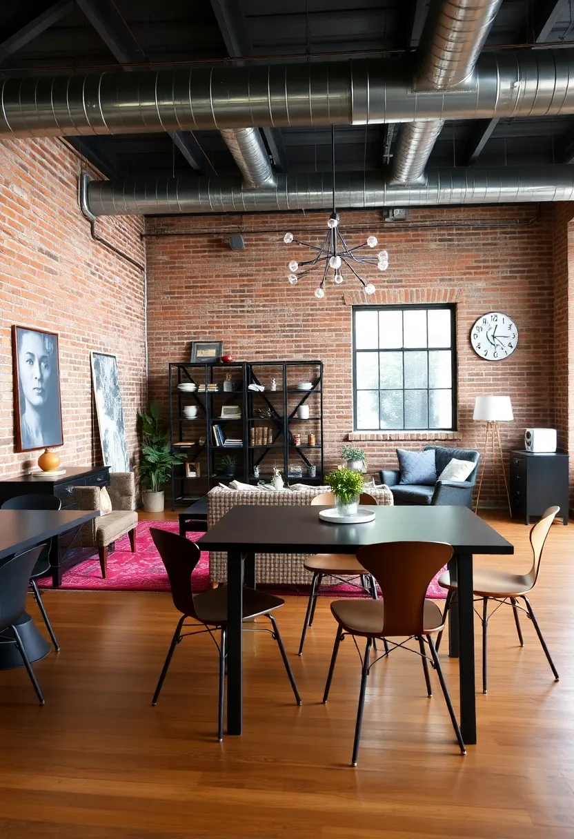 25+ Living Room Dining Room Combo Ideas for Open-Plan Spaces 29 25+ Living Room Dining Room Combo Ideas for Open-Plan Spaces - 5. Industrial Chic: Raw Elements with Style