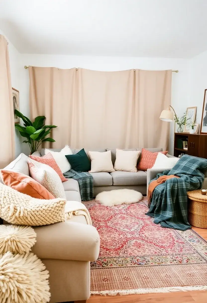 25+ Living Room Extension Ideas to Maximize Space and Light - 24. Incorporate Soft Fabrics