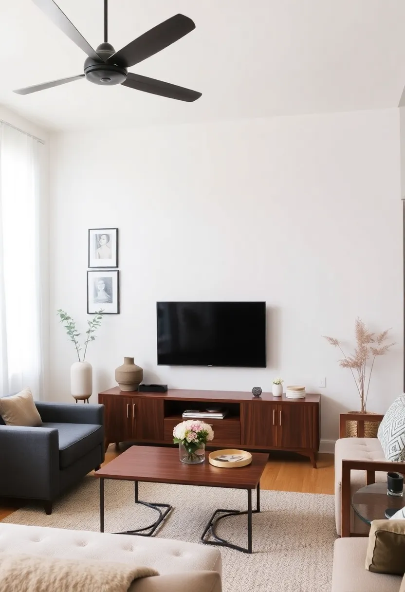 25+ Living Room TV Wall Ideas That Combine Function and Style - 24. Minimalist Wall-Mounted TV with Surrounding Decor